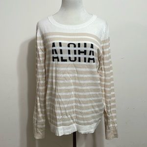 J. Crew Factory ALOHA Striped 100% Cotton Sweater Size Large